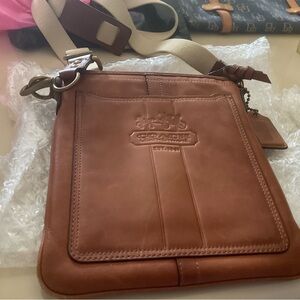Rare Coach Brown Leather Shoulder Bag with a Structured Design